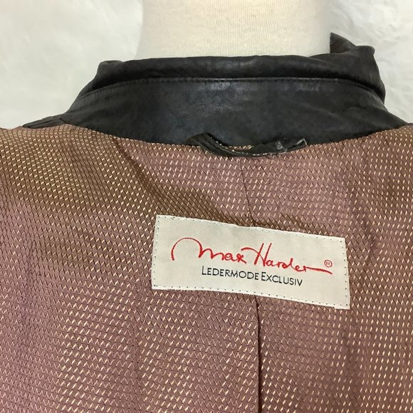 Vintage 90s Brown Snake Embossed Long Leather Coat 8 - Picture 7 of 11